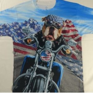 Bulldog On A Bike Polyester T-shirt